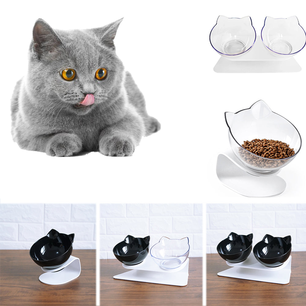 Cat Double Bowl – Elevated Feeding Station for Food & Water