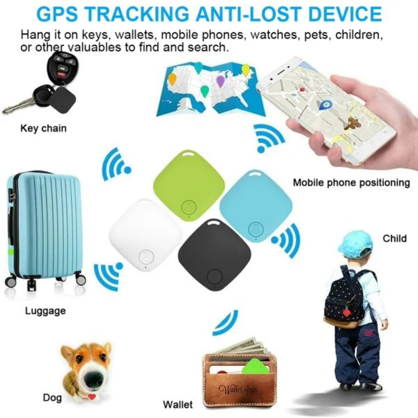 Wireless GPS Anti-Lost Tracker – Find Pets, Keys & Valuables Easily
